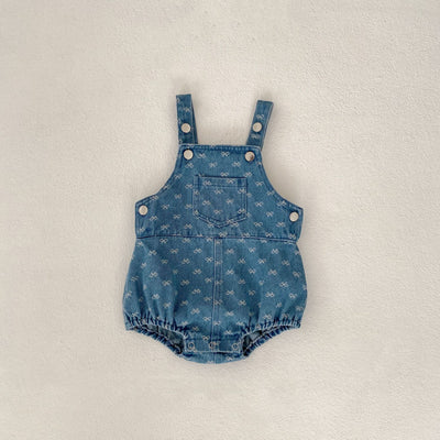 Enterizo para Bebé con Tirantes de Denim y Moño Jacquard - Image 6