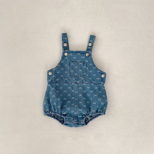 Enterizo para Bebé con Tirantes de Denim y Moño Jacquard - Image 6