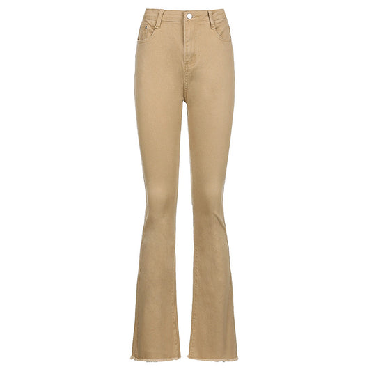 Pantalones Bootcut Café de Cintura Alta con Stretch para Mujer - Image 22