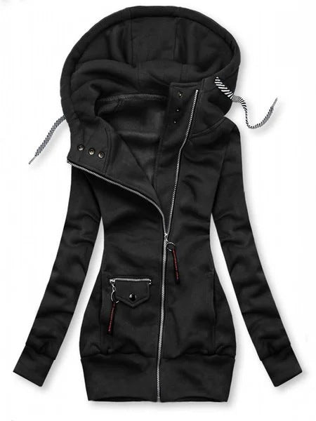 Abrigo Slim Ajustable con Capucha y Costuras Decorativas para Otoño e Invierno - Image 3