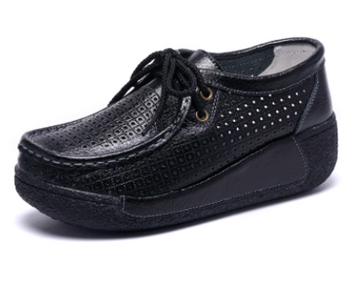 Zapatos Casuales de Cuero con Cordones y Suela Gruesa para Mujer - Image 4