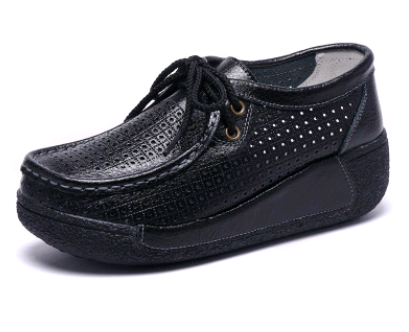 Zapatos Casuales de Cuero con Cordones y Suela Gruesa para Mujer - Image 4