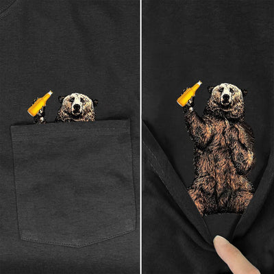 Camiseta de Algodón Estampada con Bolsillo Frontal - Unisex - Image 3