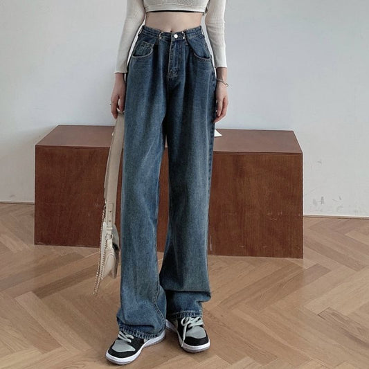 Pantalones Rectos Vintage Chic con Caída Suelta