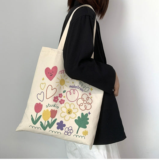 Bolsa de Lona Grande con Estampados Adorables - Capacidad Máxima - Image 18