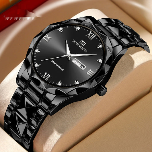 Reloj de Acero Tungsteno Resistente al Agua con Doble Calendario - Image 9