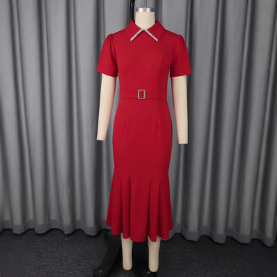 Vestido Elegante de Solapa Corta Estilo Europeo y Americano - Image 3