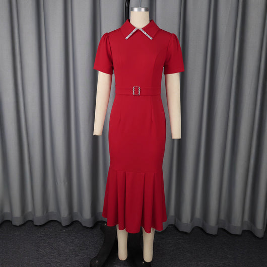 Vestido Elegante de Solapa Corta Estilo Europeo y Americano - Image 3