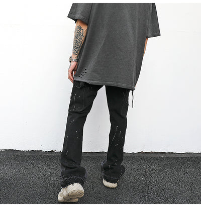 Pantalón Denim Reconstruido con Efecto Salpicado - Image 3