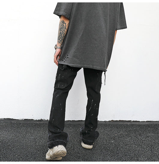 Pantalón Denim Reconstruido con Efecto Salpicado - Image 3
