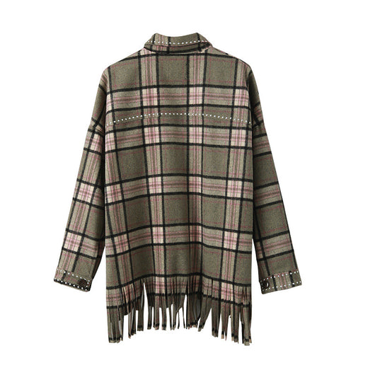 Chaqueta Camisa a Cuadros con Flecos - Image 3