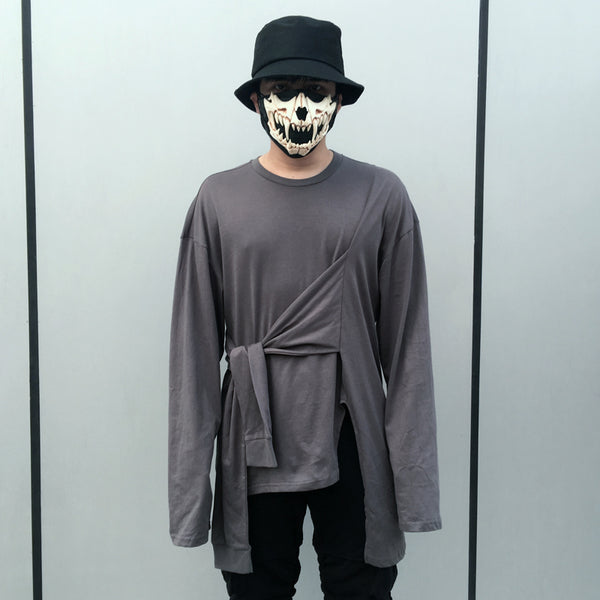 Camiseta Manga Larga con Cortes Asimétricos y Corte Holgado