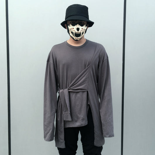 Camiseta Manga Larga con Cortes Asimétricos y Corte Holgado