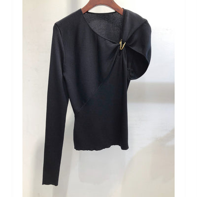 Camiseta Cuello Redondo con Pliegues Irregulares - Image 13