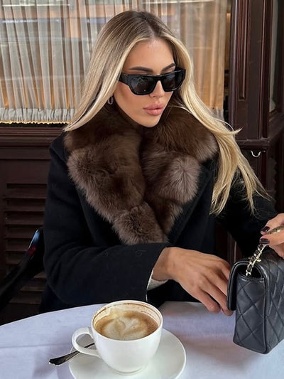 Abrigo Elegante con Cuello de Piel Sintética para Mujer - Image 7