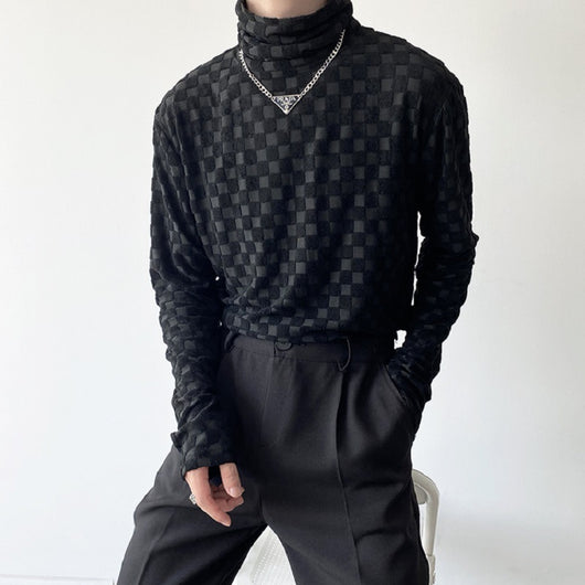 Polera Cuello Alto Jacquard a Cuadros para Hombre - Image 12