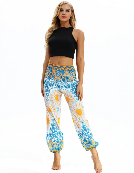 Pantalones Harem Estampados Digitales con Cintura Elástica Suelta - Image 15