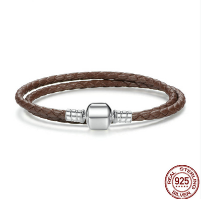 Pulsera de Cuero Trenzado Doble Negro con Cierre de Serpiente en Plata 925 - Image 3