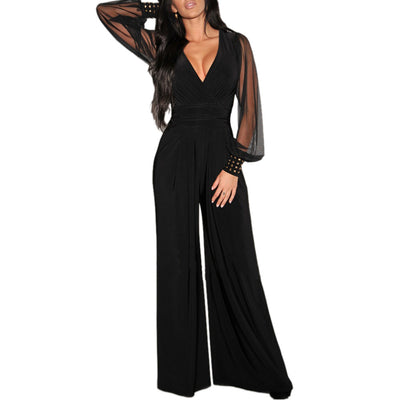 Jumpsuit de Pierna Recta con Costuras de Malla y Remaches - Image 12