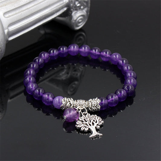 Pulsera Colgante Árbol de Amatista Natural con Cadena de Mano - Image 2