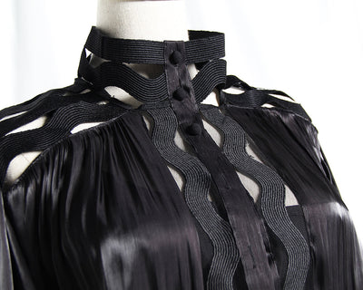 Vestido Camisero Coreano Hueco con Cuello Alto y Manga Larga - Image 5