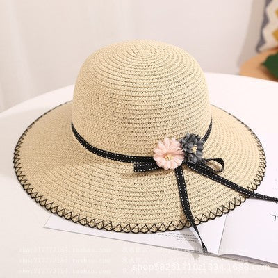 Sombreros Tejidos con Flores para Padres e Hijos - Protección Solar Playa - Image 2