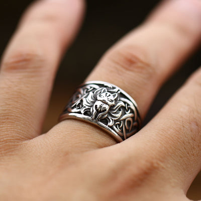 Anillo de Acero Inoxidable con Diseño Retro de Zorro para Hombre - Image 6