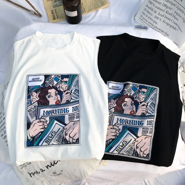Chaleco Suelto Hip-hop Harajuku Tendencia Urbana sin Mangas