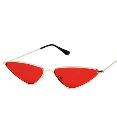 Small frame triangle sunglasses with silver metal frames and vibrant yellow lenses, featuring black temple tips. - Image 9