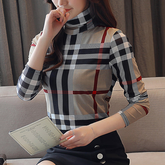 Blusa de Manga Larga con Textura de Cuadros para Mujer - Image 5