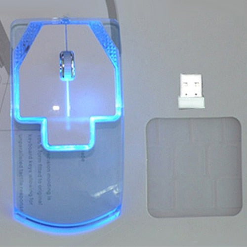 Ratón Inalámbrico Ultrafino Transparente 2.4GHz con Luz Luminosa para PC y Laptop - Image 3
