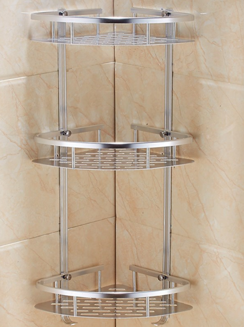 Estante Esquinero de Aluminio para Baño - 3 Niveles sin Perforación - Image 15