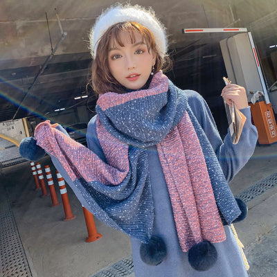 Bufanda Dual Juego de Colores con Bolas Colgantes - Image 12