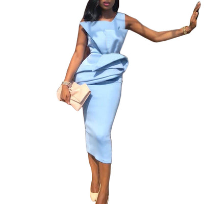 Vestido Midi con Volantes y Falda Acampanada