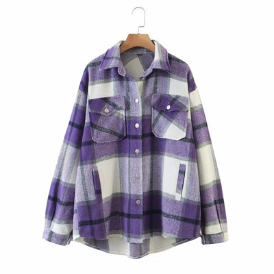Chaqueta Tweed Cuadros para Mujer con Bolsillos y Botones - Image 13