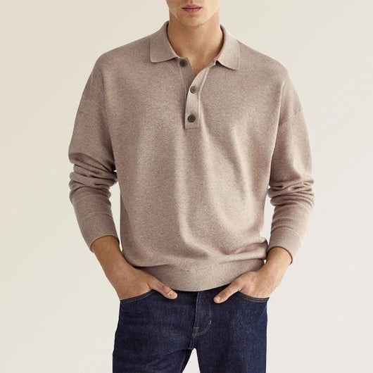 Polo Casual Europeo con Botones y Cuello V - Manga Larga para Hombre - Image 15