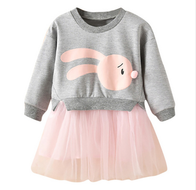 Vestido Princesa Manga Larga para Bebé Niña con Encaje y Diseño Cartoon - Image 5