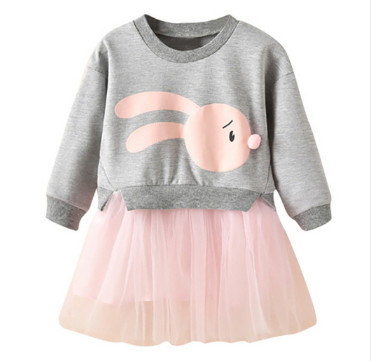 Vestido Princesa Manga Larga para Bebé Niña con Encaje y Diseño Cartoon - Image 5