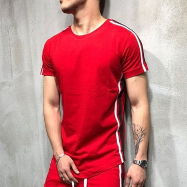 Playera Rayas Paneles Cuello Redondo Manga Corta
