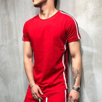 Playera Rayas Paneles Cuello Redondo Manga Corta
