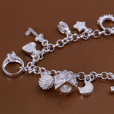 Pulsera de Plata 925 con Trece Dije Colgantes - Image 3