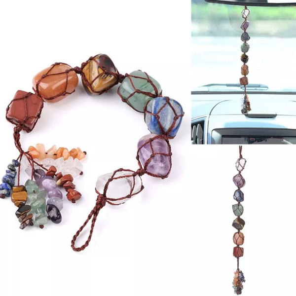 Dije para Auto de Piedra Natural con 7 Chakras Irregular