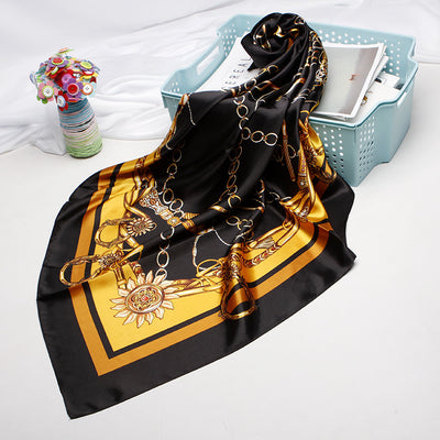 Pañuelo de Seda Estampado Versátil - Bufanda Multifuncional para Mujer - Image 22
