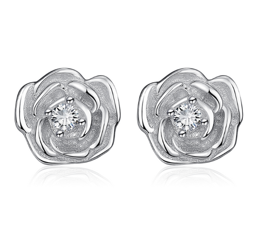 Aretes de Plata 925 Forma Rosa