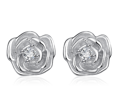 Aretes de Plata 925 Forma Rosa