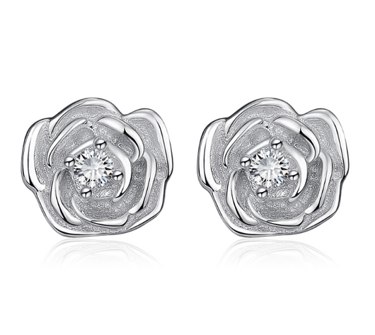 Aretes de Plata 925 Forma Rosa