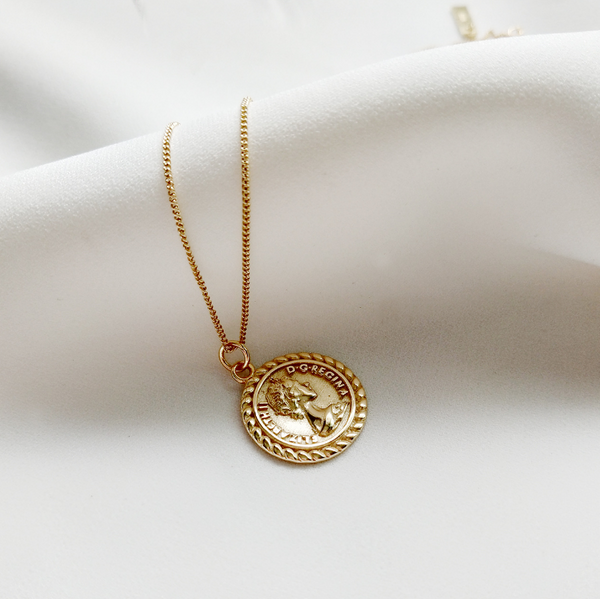 Collar Colgante de Moneda Redonda en Plata de Ley 925 Estilo Vintage