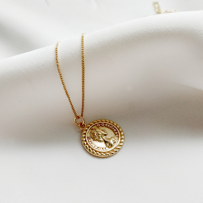 Collar Colgante de Moneda Redonda en Plata de Ley 925 Estilo Vintage
