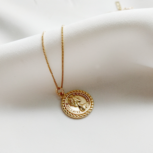 Collar Colgante de Moneda Redonda en Plata de Ley 925 Estilo Vintage