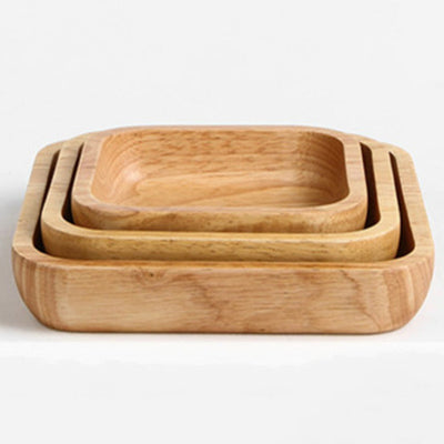 Plato Cuadrado de Madera de Caucho Japonesa - Image 4